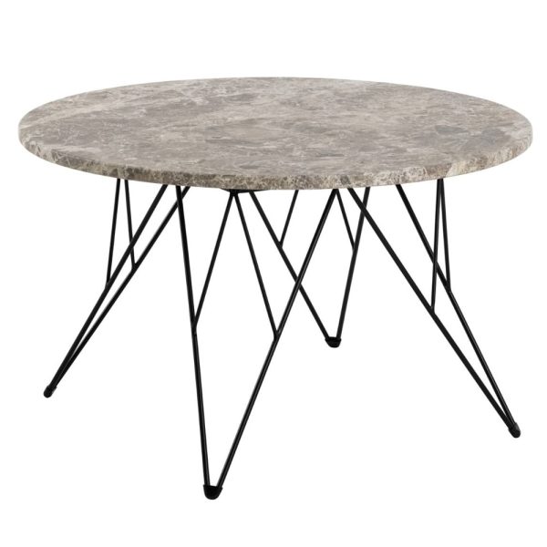 Patoka Marble Coffee Table With Black Legs In Brown | Bed Sava