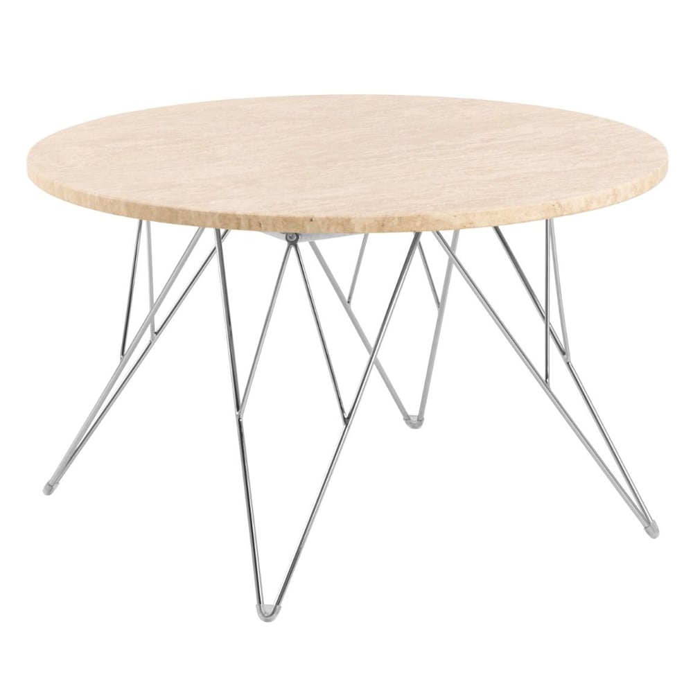 Patoka Wooden Coffee Table With Chrome Legs In Matt Beige