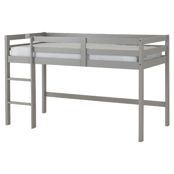 Pavia Wooden Mid Sleeper Children Bed With Ladder In Slate Grey | Bed Sava