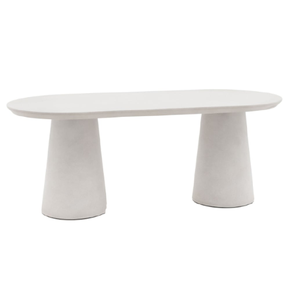 Payson Glass Concrete Oval Dining Table In Linen