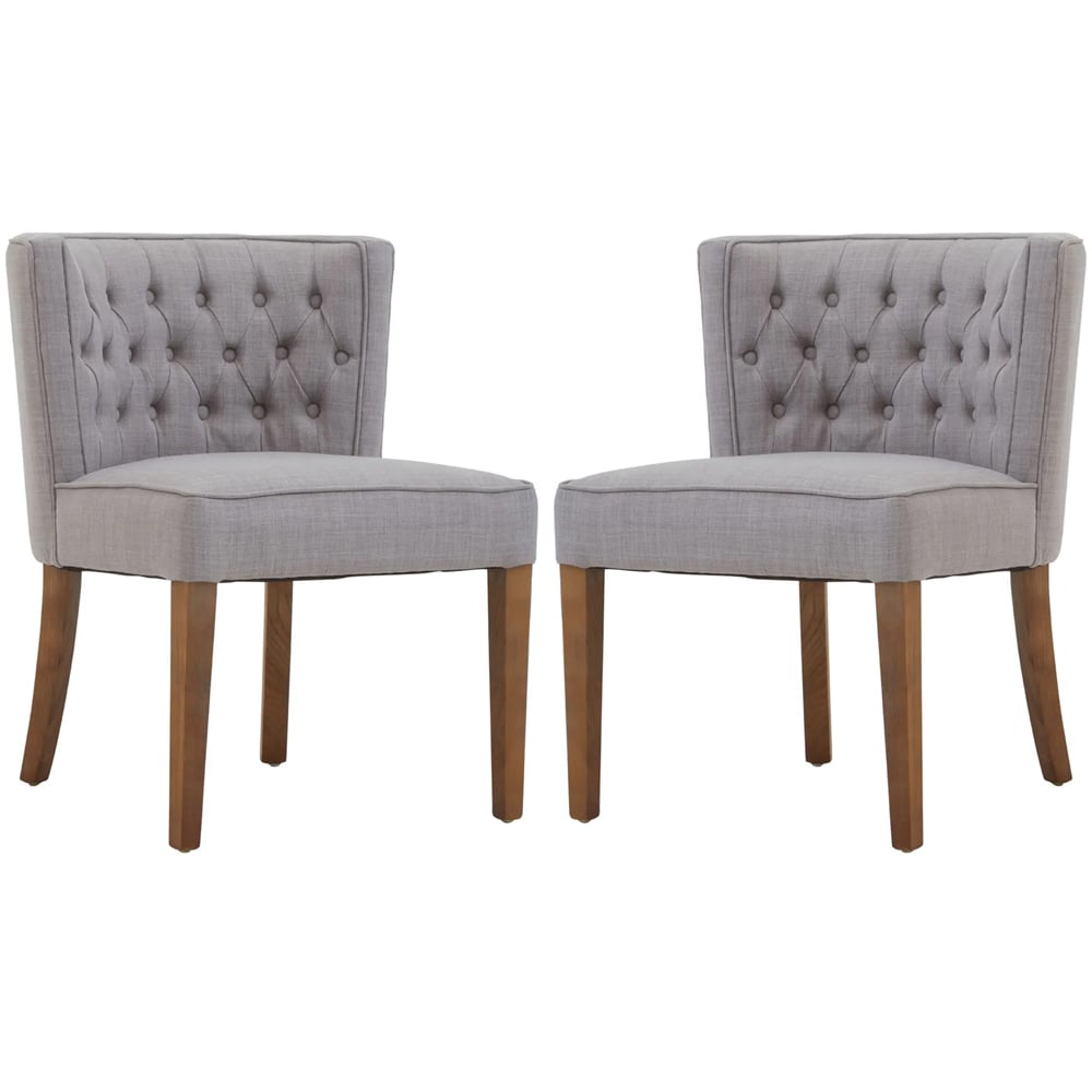 Payson Grey Fabric Dining Chairs With Natural Legs In Pair