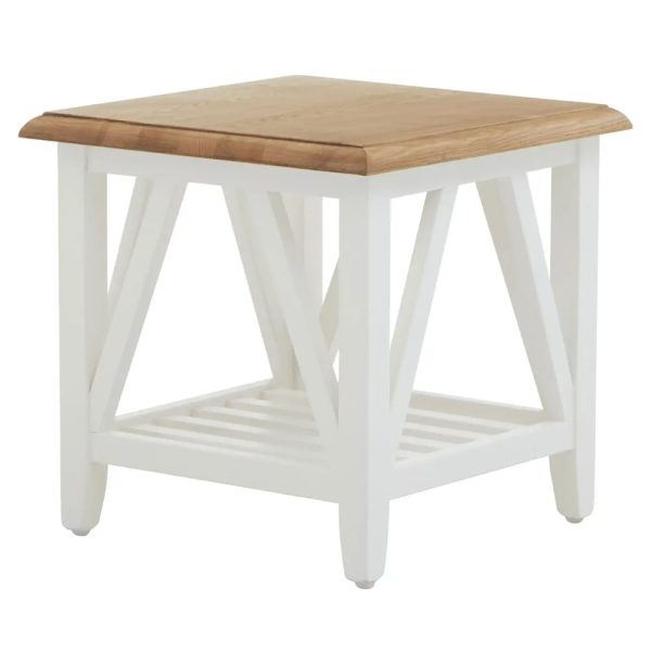 Payson Wooden Side Table In Natural And White | Bed Sava