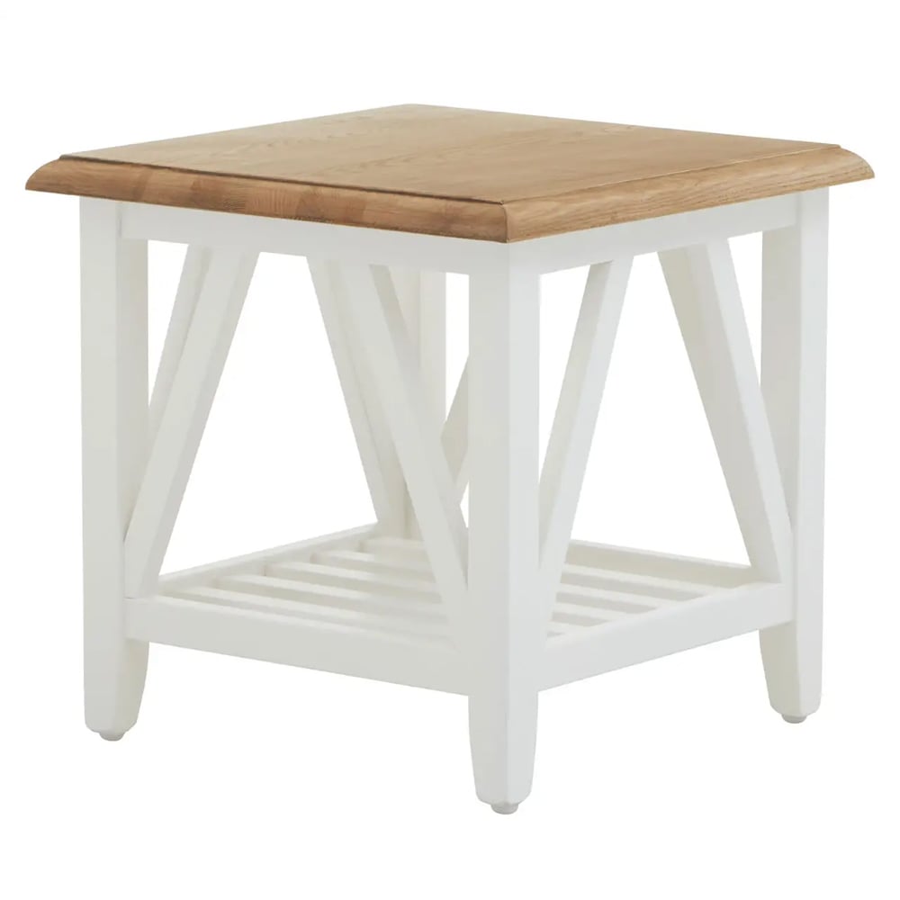 Payson Wooden Side Table In Natural And White