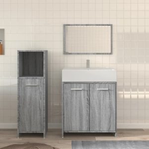 Pecos Wooden 3 Piece Bathroom Furniture With Mirror Grey Sonoma | Bed Sava