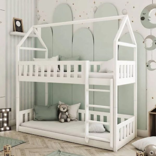 Pecos Wooden Bunk Bed Without Mattress In White | Bed Sava
