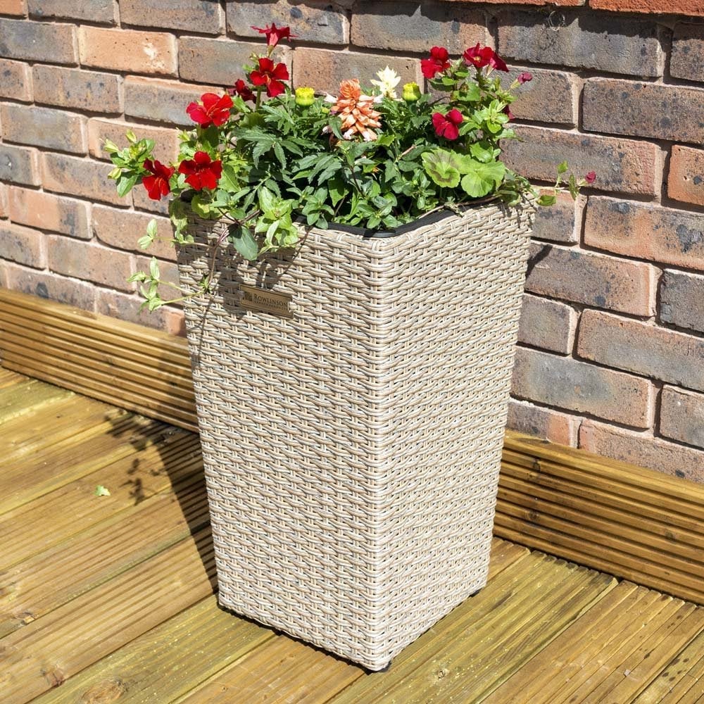 Peekskill Rattan Garden Square Planter In Natural