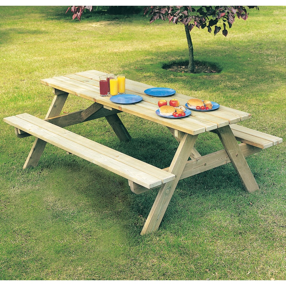 Pelham Large Wooden Garden Picnic Dininig Set In Ash Grey