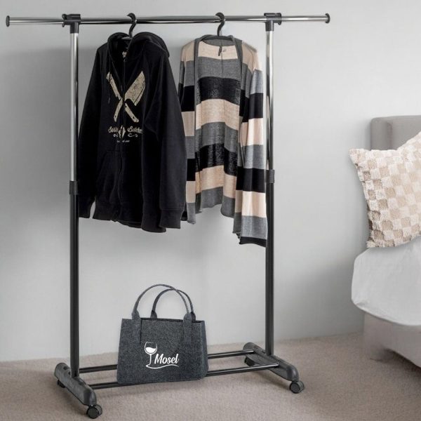 Peoria Metal Coat Stand In Chrome And Black | Bed Sava