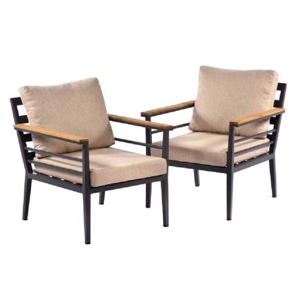 Peoria Teak Wooden Sofa Chairs In Pair | Bed Sava