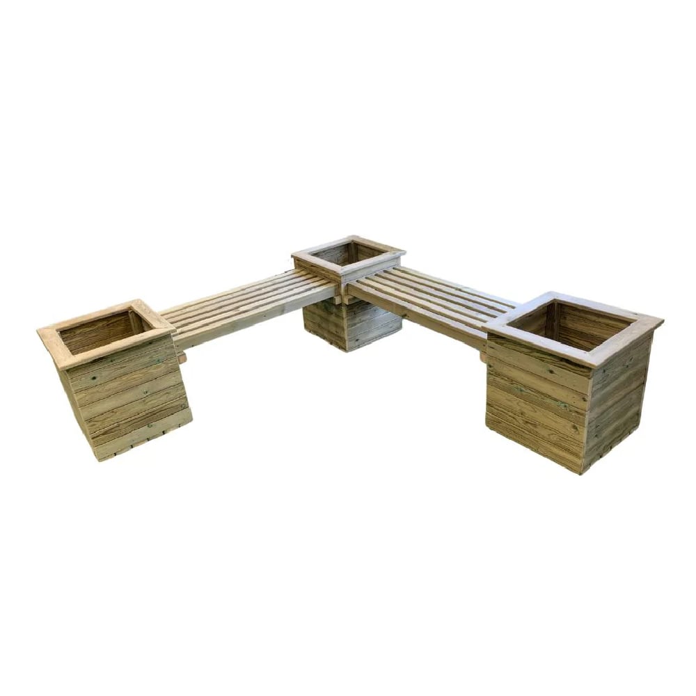 Peoria Wooden Garden Planter Corner Bench In Natural