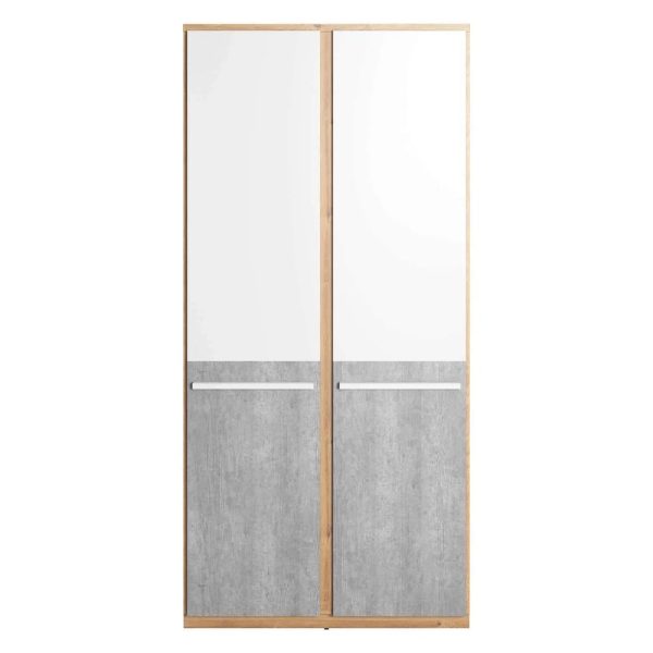 Peoria Wooden Wardrobe With 2 Doors In Matt White And Concrete | Bed Sava