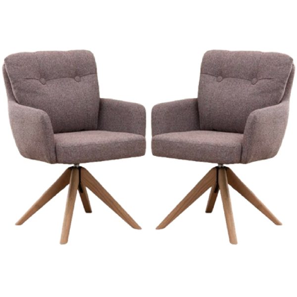 Petaluma Blush Granite Fabric Dining Chairs With Oak Legs In Pair | Bed Sava