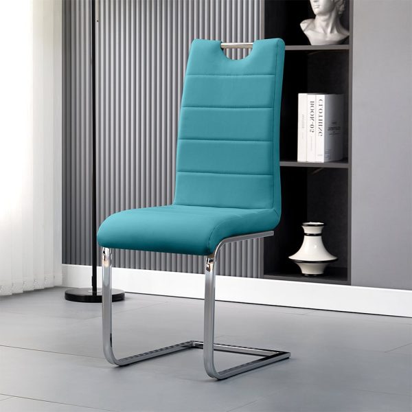Petra Faux Leather Dining Chair In Teal | Bed Sava