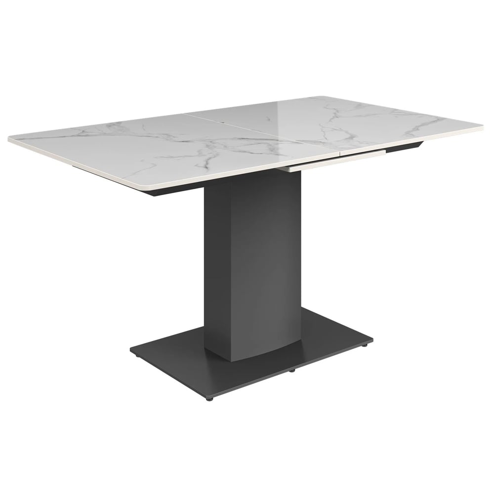 Pevely Sintered Stone Ceramic Extending Dining Table In Gloss White