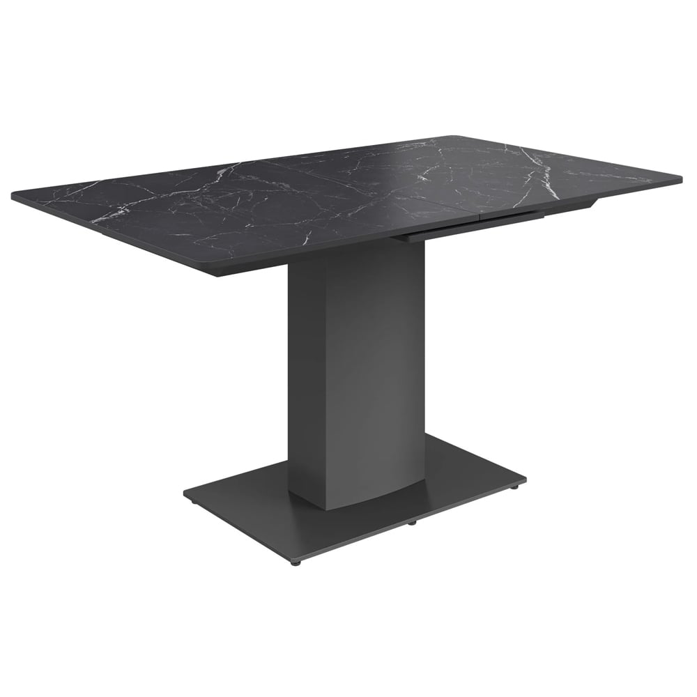 Pevely Sintered Stone Ceramic Extending Dining Table In Matte Black