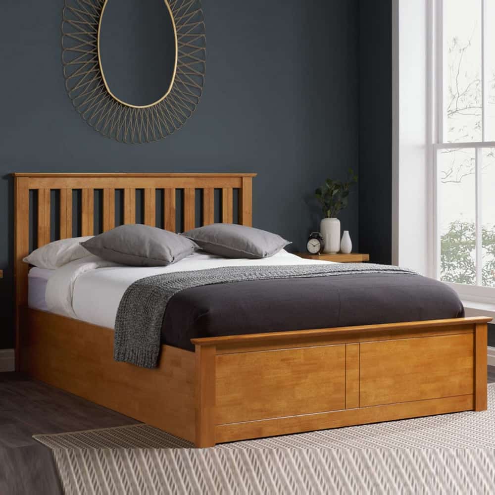 Phoney Wooden Ottoman Storage Small Double Bed In Oak