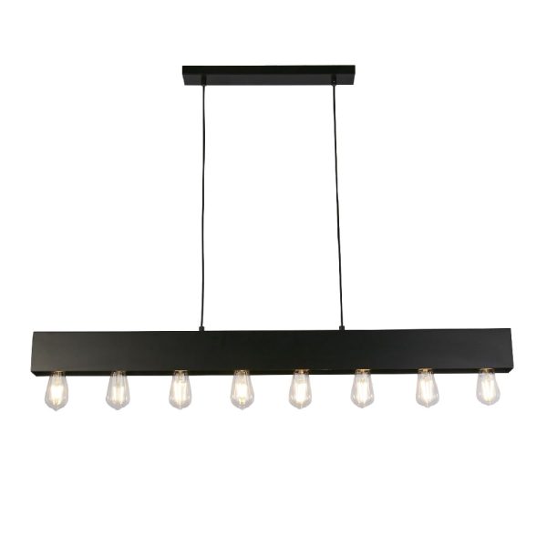 Piano 8 Light Diner Bar Ceiling Pendant Light In Matt Black | Bed Sava