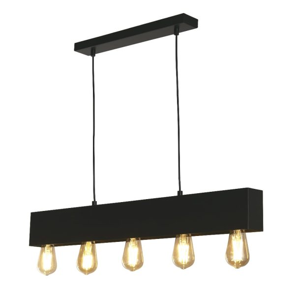 Piano 5 Light Diner Bar Ceiling Pendant Light In Matt Black | Bed Sava
