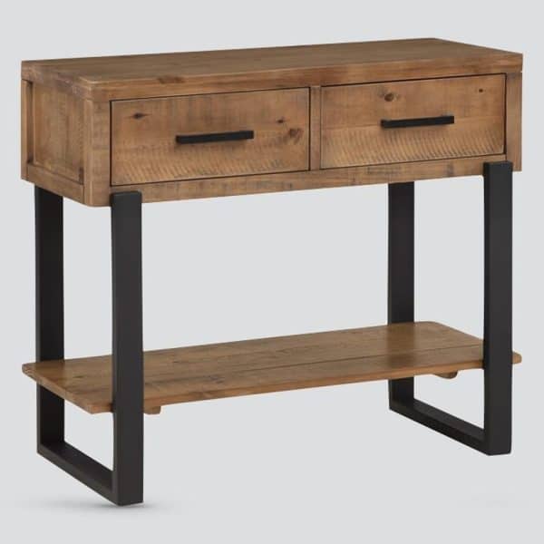Pierre Wooden Console Table With 2 Drawers In Oak | Bed Sava
