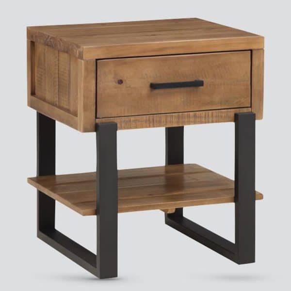 Pierre Wooden Lamp Table With 1 Drawer In Oak | Bed Sava