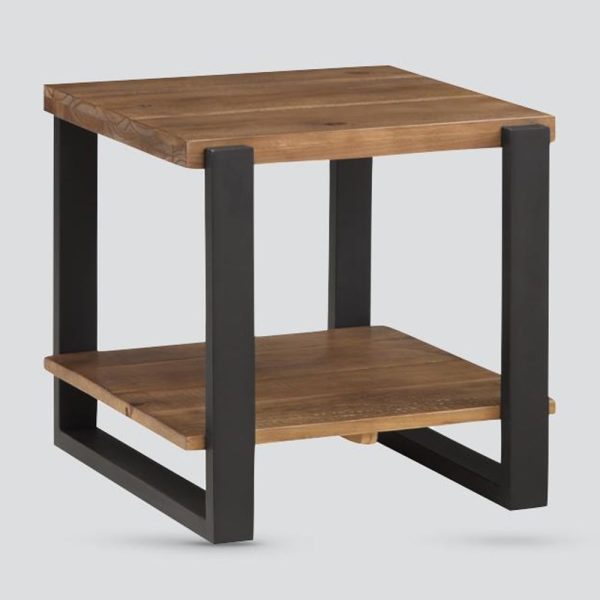 Pierre Wooden Lamp Table With Shelf In Oak | Bed Sava