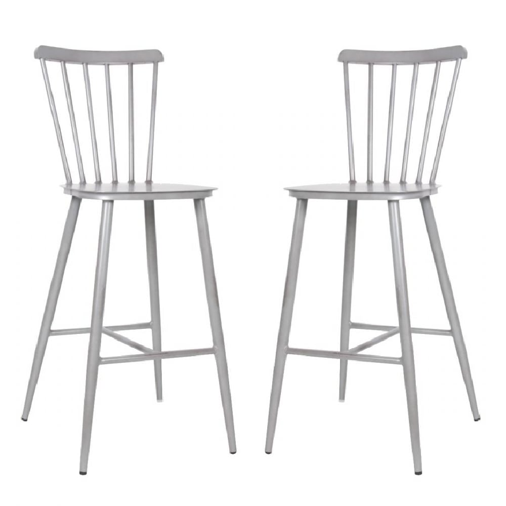 Piper Vintage Grey Outdoor Aluminium Bar Chairs In Pair