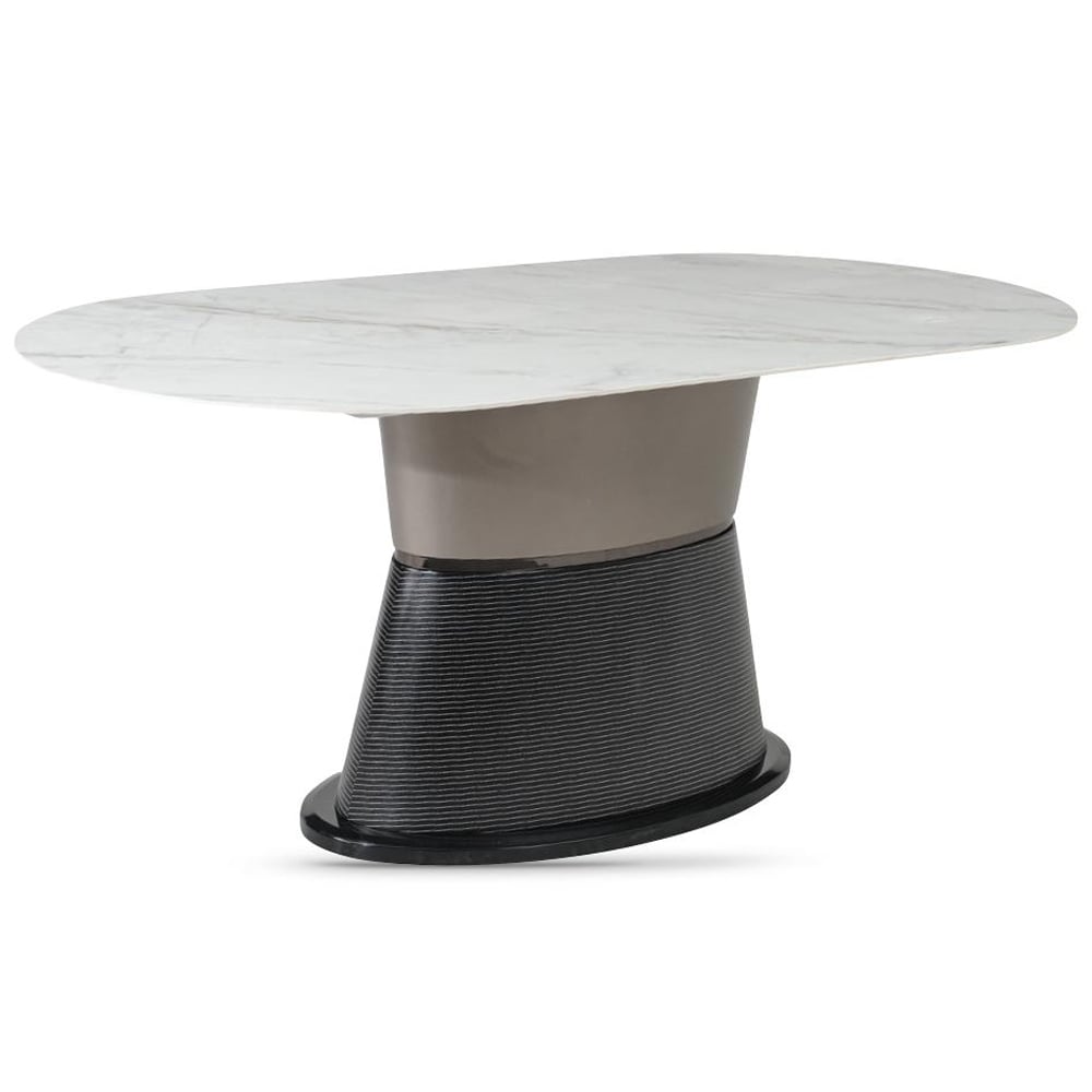 Piran Sintered Stone Dining Table With Faux Marble Base In White