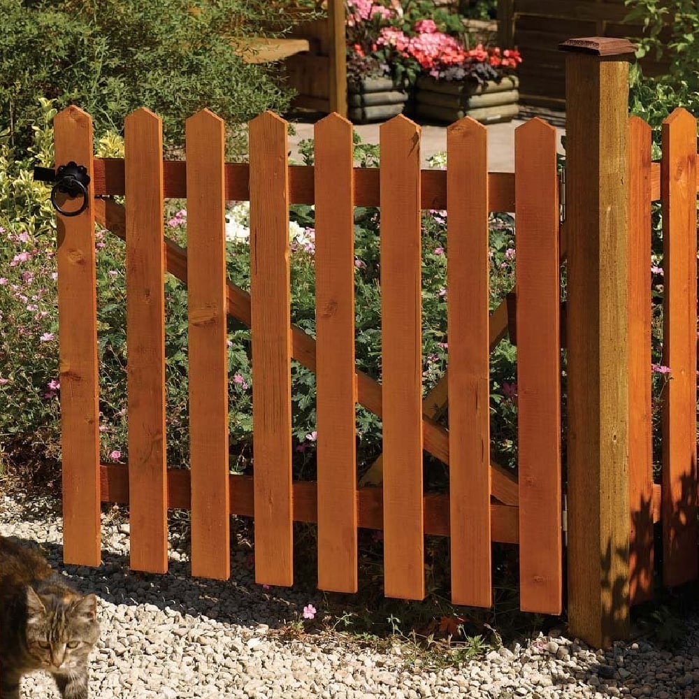 Pitlochry Wooden Garden Fence Gate In Honey Brown 3x3