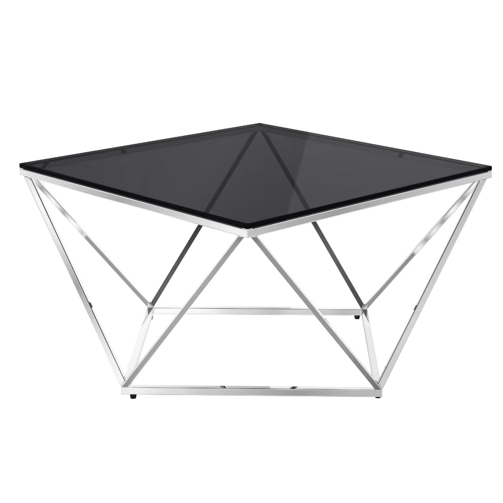 Pittsburgh Smoked Glass Coffee Table With Stainless Steel Frame