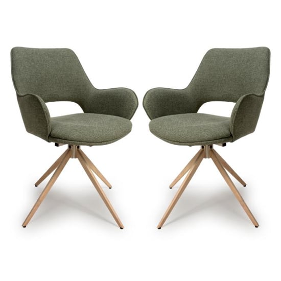 Playa Swivel Sage Fabric Dining Chairs In Pair