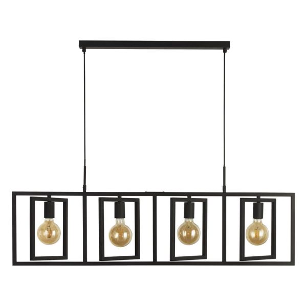 Plaza 4 Light Pendant Light Square In Matt Black | Bed Sava