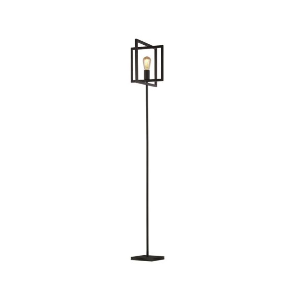 Plaza Square Metal Floor Lamp In Matt Black | Bed Sava
