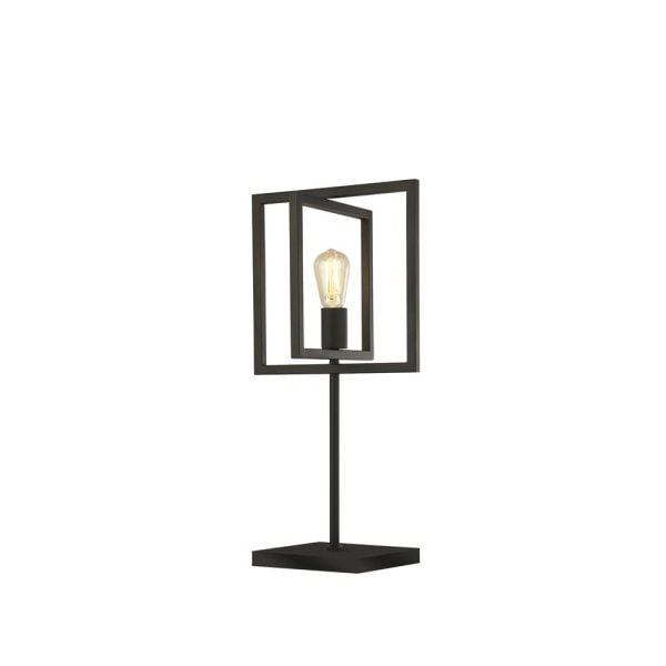 Plaza Square Metal Table Lamp In Matt Black | Bed Sava