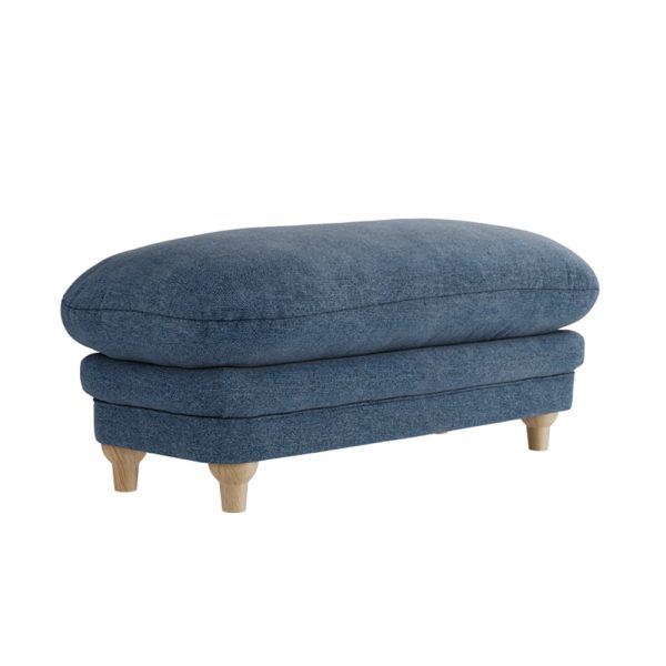 Plumpton Fabric Foot Stool In Denim Blue | Bed Sava