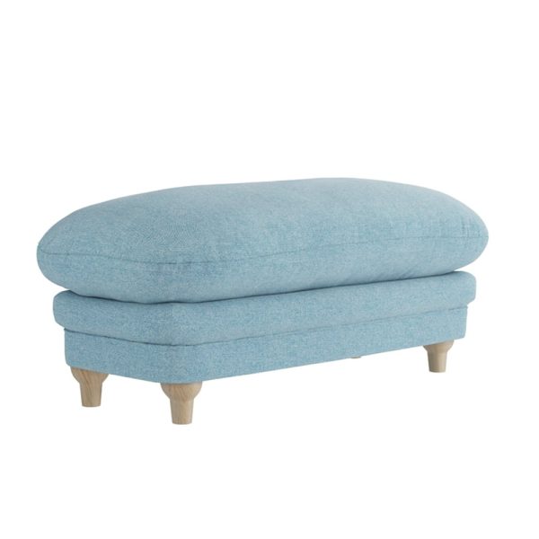 Plumpton Fabric Foot Stool In Duck Egg Blue | Bed Sava