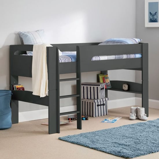 Paris Midsleeper Wooden Bunk Bed In Anthracite