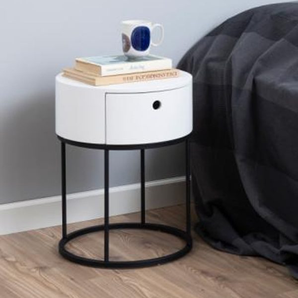 Portage Wooden Bedside Cabinet With 1 Drawer In White | Bed Sava