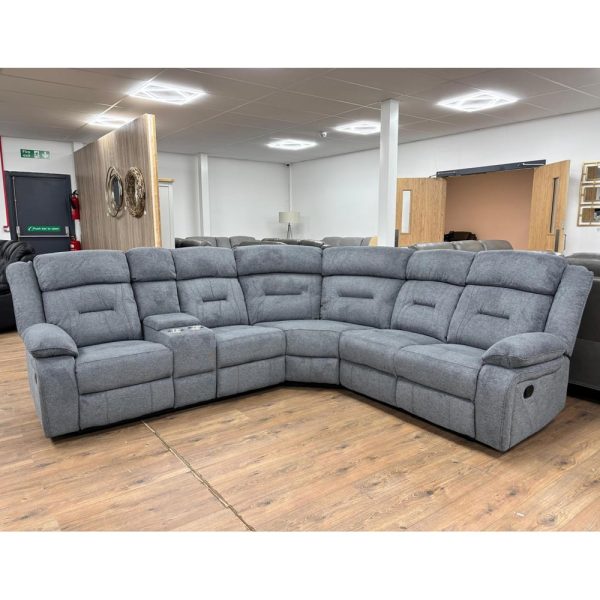 Portales Fabric Recliner Corner Sofa In Grey | Bed Sava