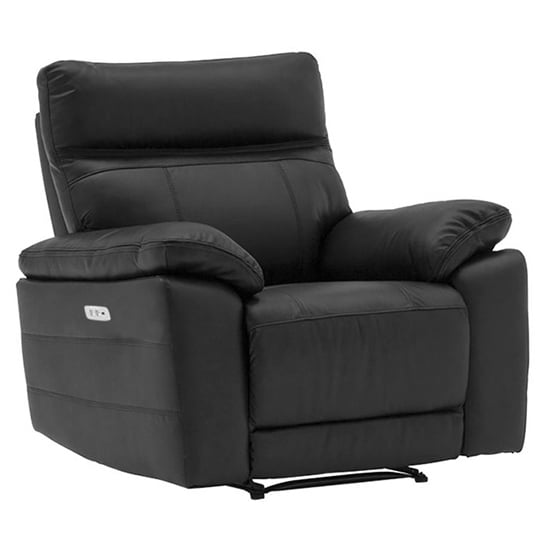 Posit Electric Recliner Leather 1 Seater Sofa In Black