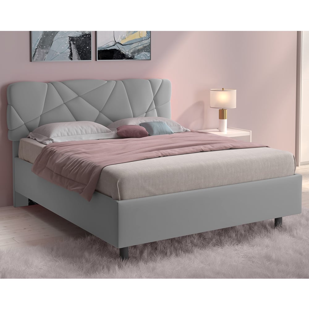 Poznan Fabric Ottoman Small Double Bed In Light Grey