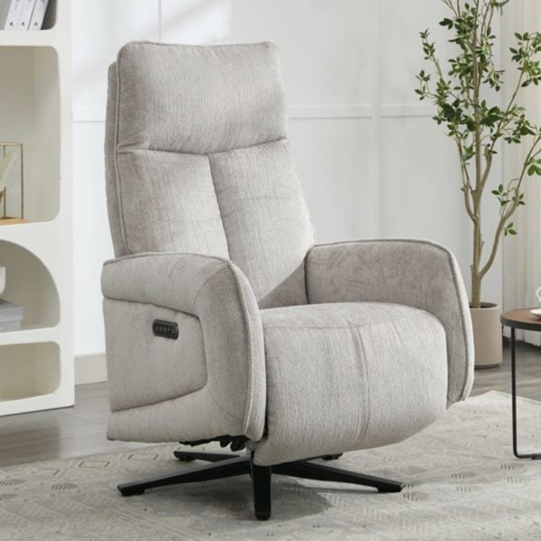 Prato Fabric Electric Recliner Chair In Rabbit | Bed Sava