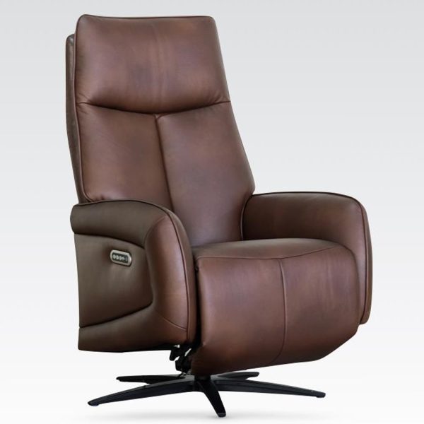 Prato Leather Electric Recliner Chair In Dark Brown | Bed Sava