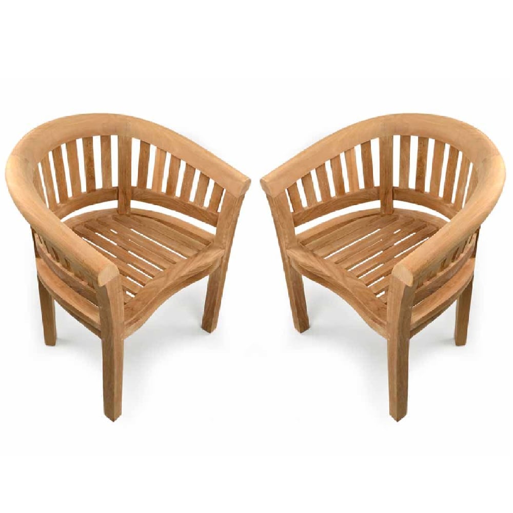 Prattville Teak Wooden Outdoor Arm Chairs In Pair