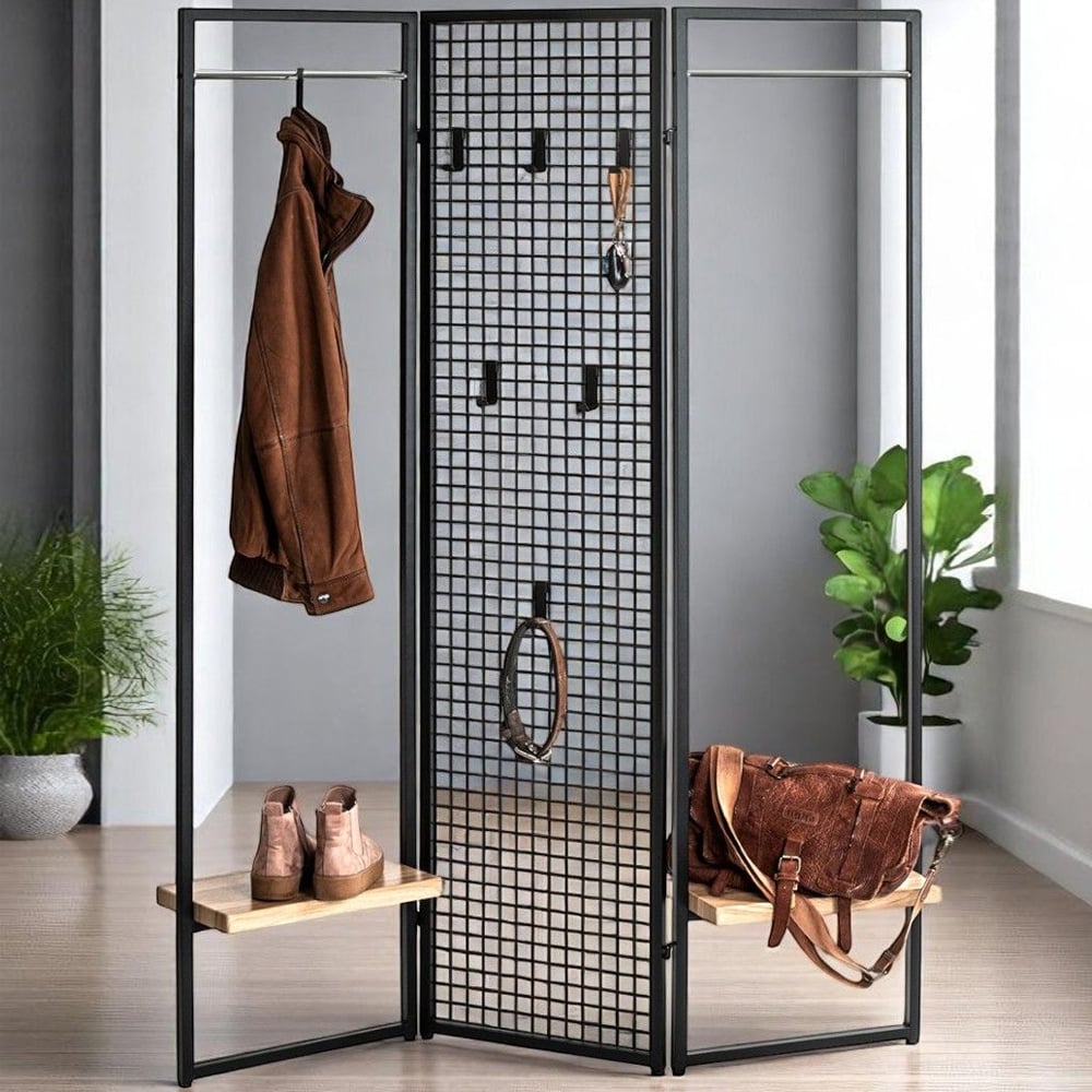 Prescott Metal Coat Stand In Reggio Oak And Black