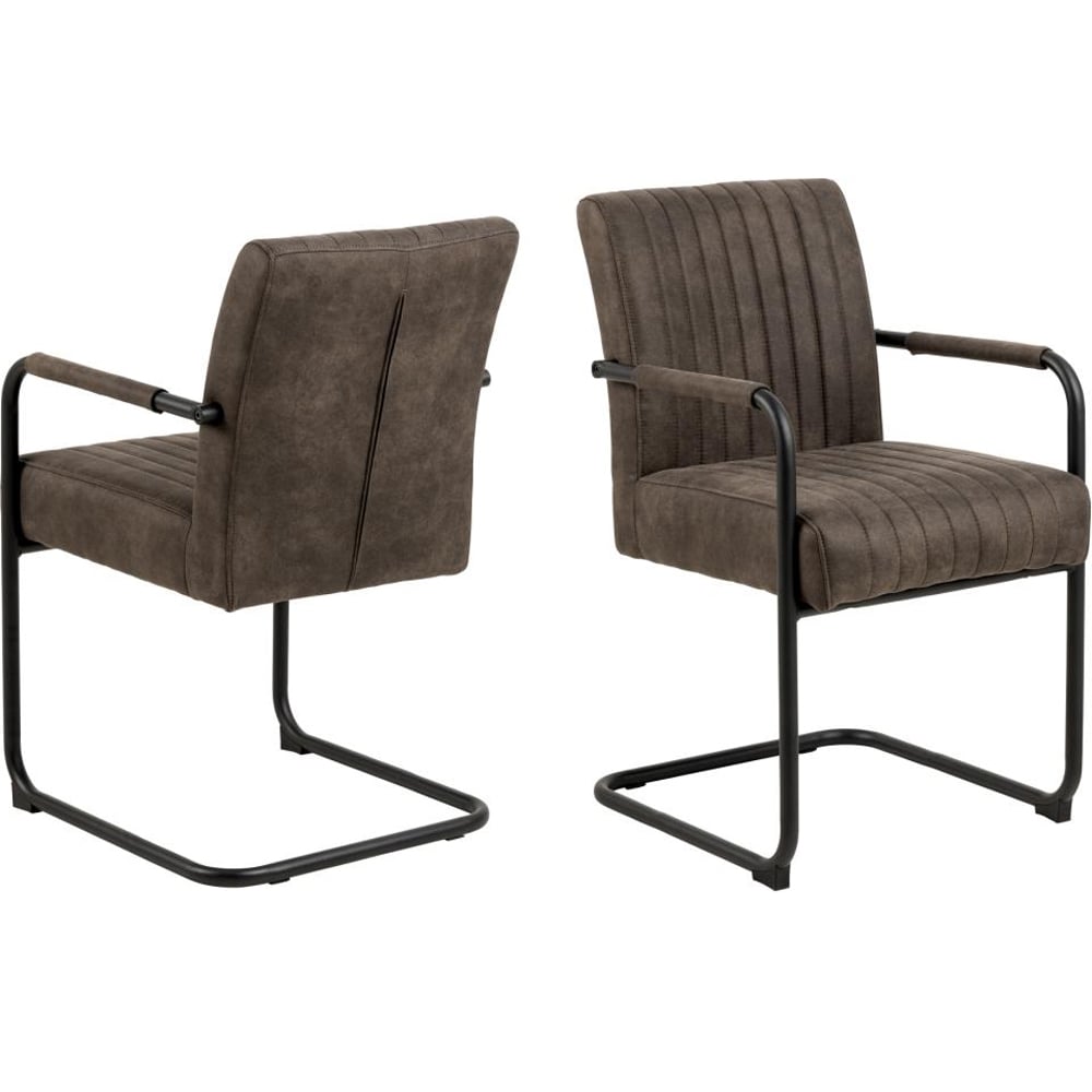 Preston Anthracite Fabric Dining Chairs In Pair