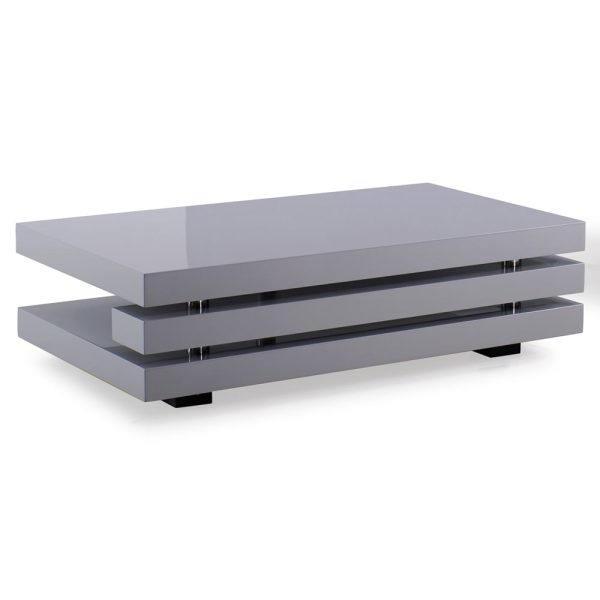Preston High Gloss Rectangular Coffee Table In Light Grey | Bed Sava