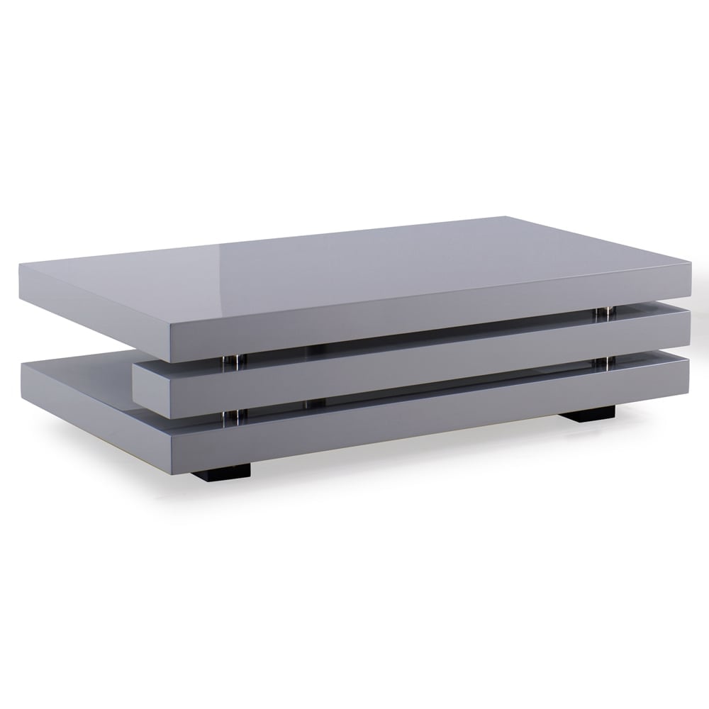 Preston High Gloss Rectangular Coffee Table In Light Grey