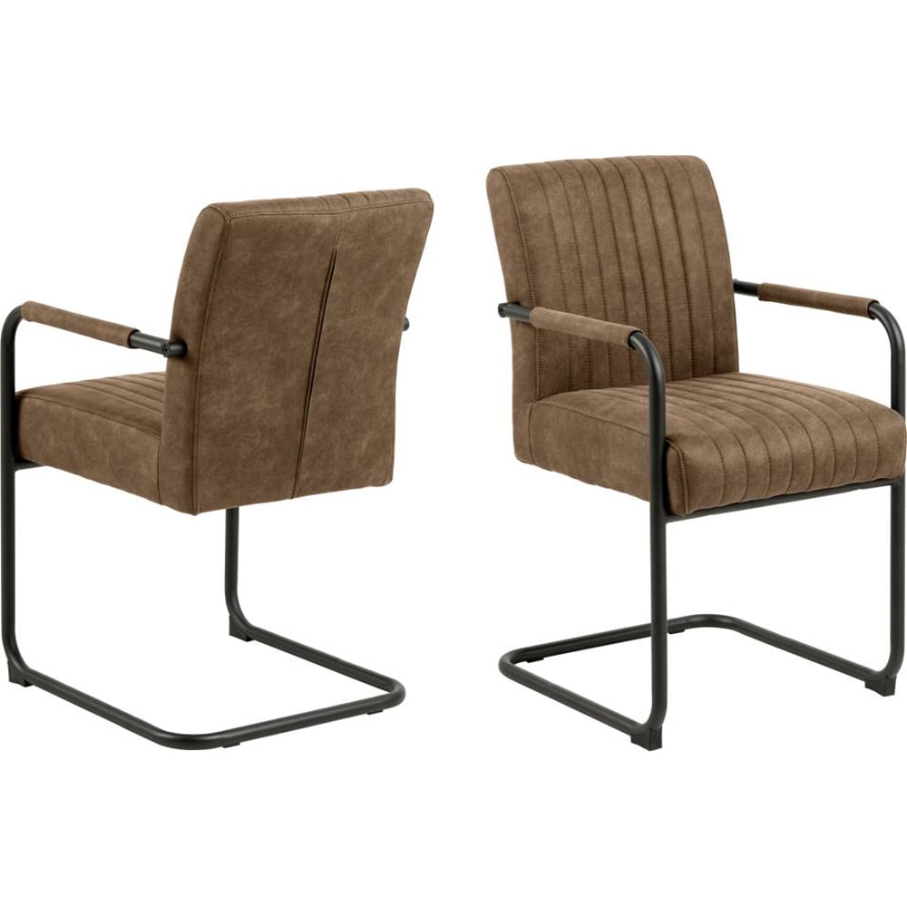 Preston Light Brown Fabric Dining Chairs In Pair
