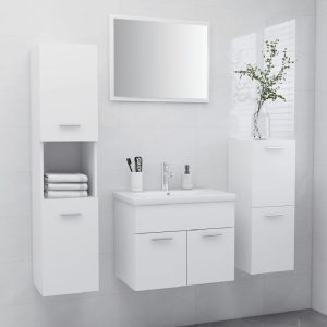 Preston Wooden 60cm Bathroom Furniture Set In White | Bed Sava