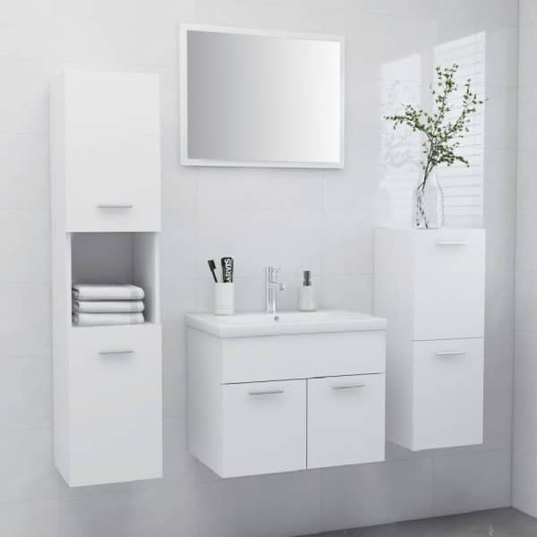 Preston Wooden 60cm Bathroom Furniture Set In White | Bed Sava